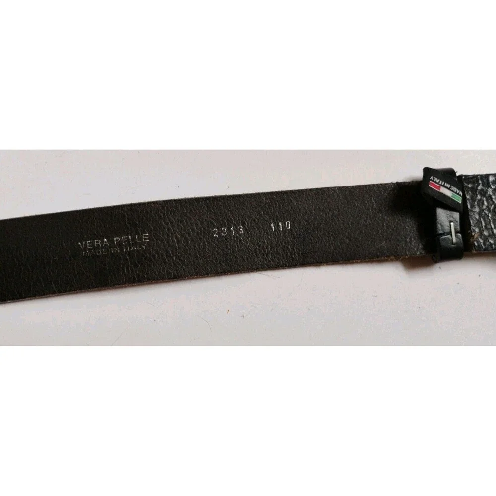 New Vera Pelle Italian Leather Belt 110 US 36 Fused Dichroic Glass Buckle